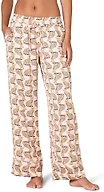 Amazon Essentials Women's Regular-Fit Full-Length Satin Sleep Pajama Pants, Pale Pink Blush Leopard, Large