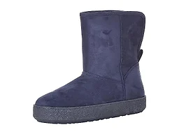 Amazon Essentials Women's Faux Fur Lined Shearling Boots, Pull-On Design, Navy Microsuede, 6 Wide