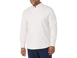 Amazon Essentials Men's Oxford Shirt, Slim-Fit Stretch, Long-Sleeve, Button Up, Pale Pink, X-Small