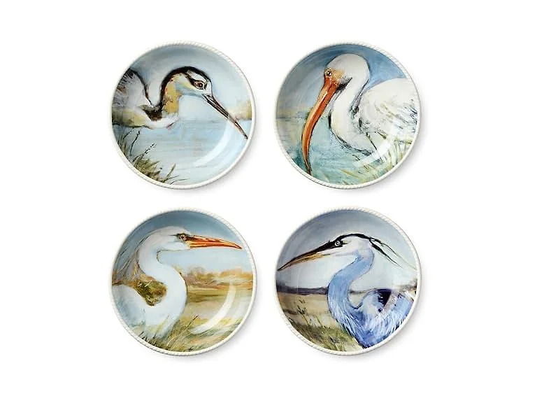 Coastal Birds 9-Inch SOUP/CEREAL BOWLS SETof 4