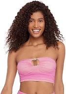 Steve Madden Womens Keyhole Strapless Swim Tube Top with Pearl Trim, Orchid, Small