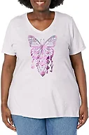 JUST MY SIZE womens Just My Size Women's Plus-size Graphic Short Sleeve V-neck T-shirt Shirt, Bedecked Buterfly, 1X US
