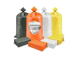 Heavy Duty Sand Bags Pack of 6, Army Green, Bright Orange, White, Bright Yellow Empty Sandbags with Built-In Ties, Fillable Bags for Flood Control, Weight, 14x26 inches, 50 Pounds Volume