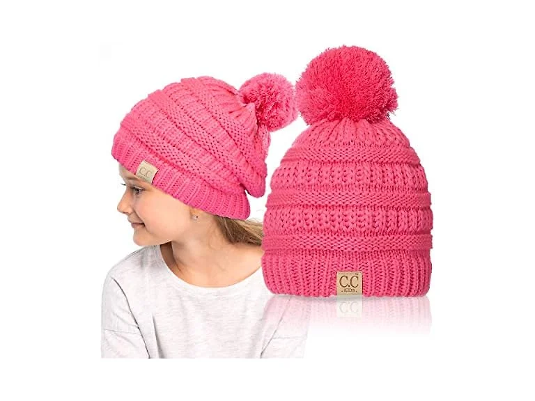 C.C (OS) Beanie Ages Chunky Thick Stretchy Pink