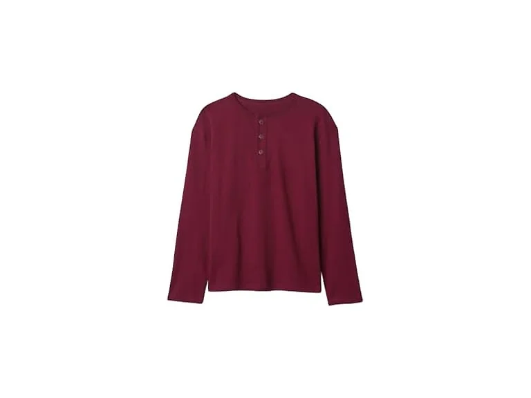GAP Boys' Long Sleeve Washed Henley (Large)