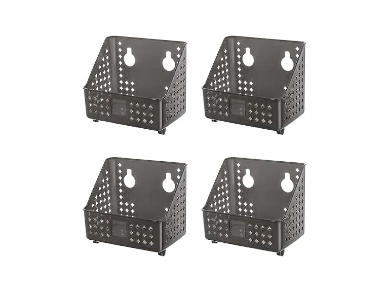 Cetomo Plastic Hanging Baskets with Hole, Clear Black, 4 Pack 