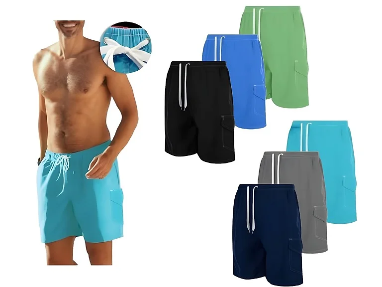 (3PK) Men's Swim Shorts With Cargo Pocket