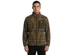 Billabong Mens Sherpa Bonded Polar Fleece Aztec Print Jacket, Brown, S