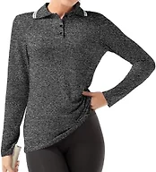 GGOV Women's Golf Polo Shirts Long Sleeve Workout Tops UPF 50+ Sun Protection Quick Dry Lightweight Active Tennis Shirts Deep Grey