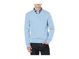 Amazon Essentials Men's Regular Fit Cotton V-Neck Pullover Sweater (Available in Big & Tall), Light Blue Heather, X-Small