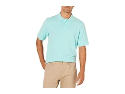 Amazon Essentials Men's Regular-Fit Cotton Pique Polo Shirt, Aqua Blue, Large