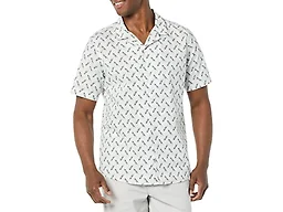 Amazon Essentials Men's Vacation Cotton Button-Down Short Sleeve Resort Shirt, Light Blue Bird Print, Large