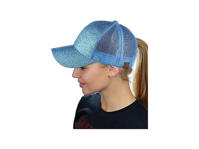 C.C CC Glitter Messy Bun Pony Cap Teen Hats