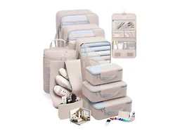 10 Set Packing Cubes for Travel, Gifts for Women Mom,Anti-Tearing Suitcase Organizer for Luggage with Shoe & Hanging Toiletry Bag,OlarHike Vacation Essentials & Accessories for Cruise Ship