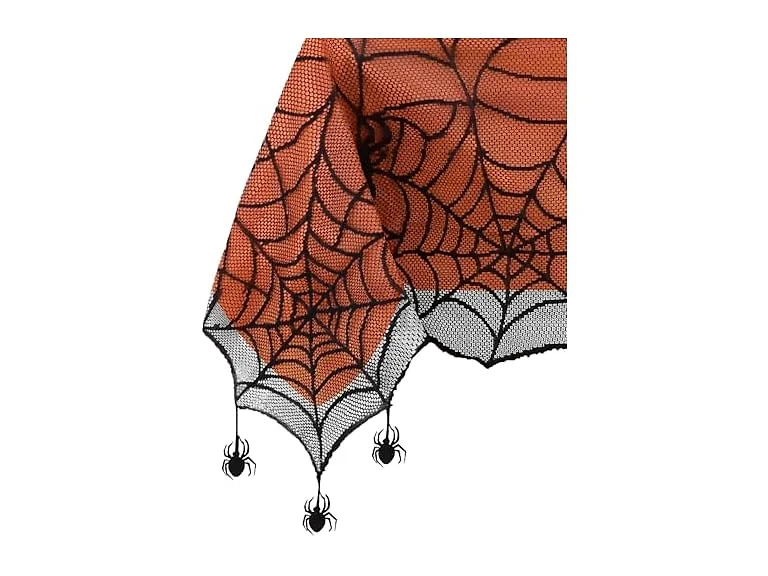 Threadmade Crawling Halloween Spider Lace Lined Tablecloth