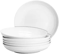 Anveena 7-inch Ceramic Plate Set, White Salad Bowl 6-piece Set