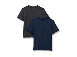 Amazon Essentials Men's Active Quick Dry Moisture Wicking Tech Stretch Lightweight Short-Sleeve T-Shirt, Pack of 2, Heather Graphite/Navy, Medium