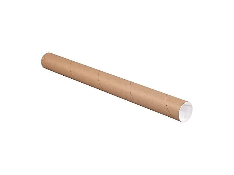 Mailing Tubes with Caps, 2-Inch x 24-Inch, Kraft, 6/Case