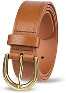 Amazon Essentials Women's Raw Edge Jeans Belt with Wide Waist Strap, Casual, Rounded Buckle, Tan, 2X