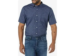 Amazon Essentials Men's Slim-Fit Short-Sleeve Poplin Shirt, Navy Floral, Medium