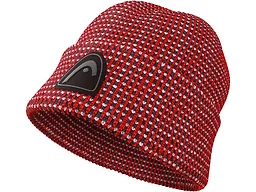 HEAD Men’s Kane Beanie – Tri-Color Knit Hat with Polylana® Blend, Fold-Over Cuff, Après Ski Winter Style-Red