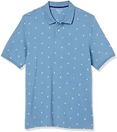 Amazon Essentials Men's Regular-Fit Cotton Pique Polo Shirt, Blue White Palm Tree Print, X-Small