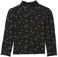 GAP Baby-Girls Longsleeve Scalloped Turtleneck, Black Floral, 12-18 Months