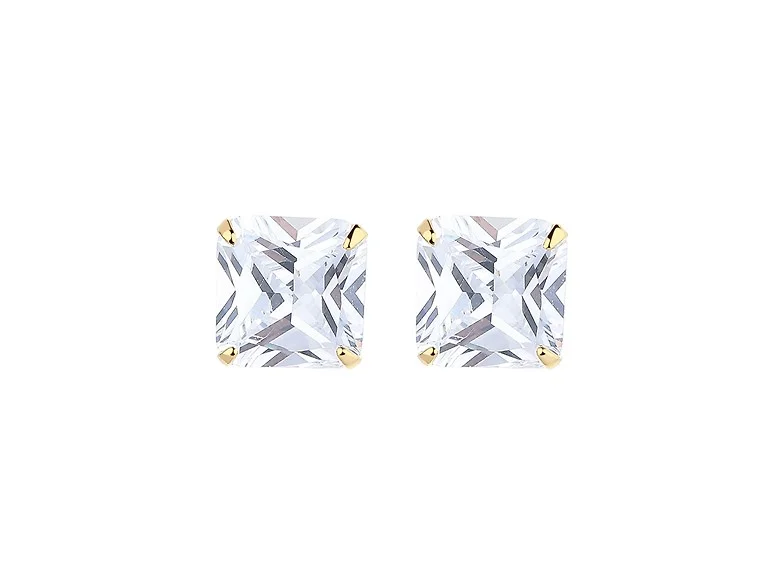 Silver 4.00 CTTW Square Stud Earring