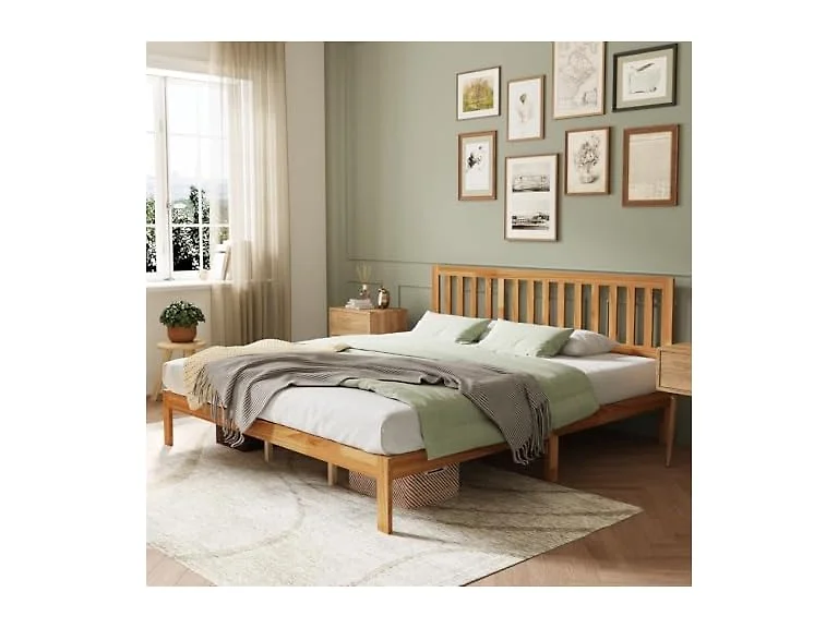 Novilla King Wood Bed Frame Headboard