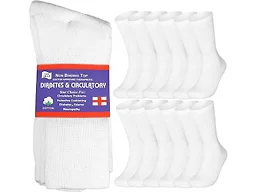 {12-Pairs} Cotton Diabetic Crew Socks