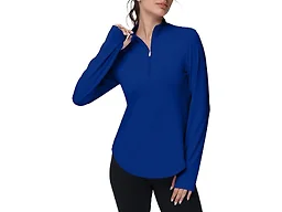 GGOV Women's Golf Polo Long Sleeve Workout Tops V Neck UPF 50+ Sun Protection Quick Dry Lightweight Active Tennis Shirts