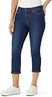 Amazon Essentials Women's Medium Stretch Slim-Fit Mid-Rise Capri Jean, Dark Shadow Wash, 4