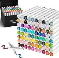 WELLOKB Alcohol Markers, 60 ColorsDual Brush Tip Permanent Art Markers for Coloring, Illustrations, Alcohol, Based Ink Ideal for Book Painting and Card Making