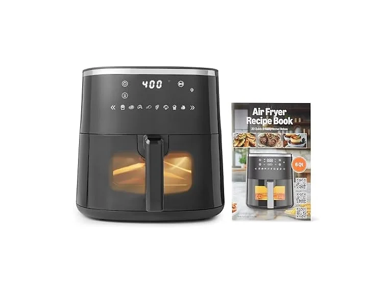 Amazon Basics 6-Quart Digital Air Fryer 1550W, Black