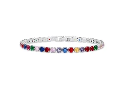 Saffron LGR-33-009B CZ Stone Tennis Bracelet Rainb