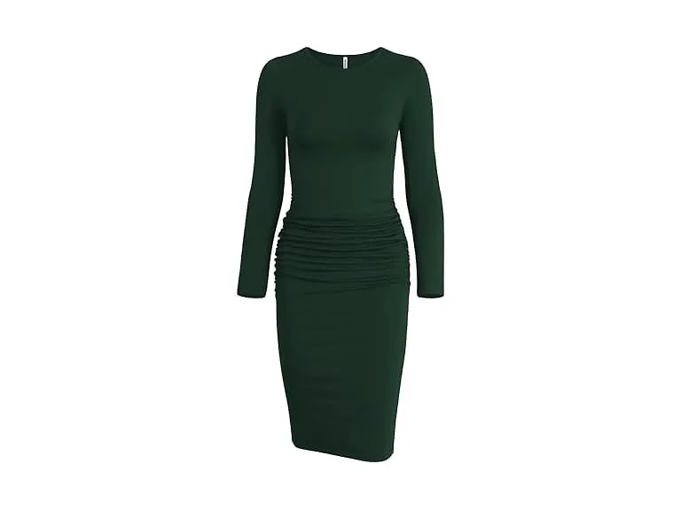 Missufe Women (XL) Long Sleeve Ruched Casual Dress