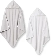 Amazon Essentials x Sofia Grainge Unisex Babies' Hooded Bath Towel, Pack of 2, Dove Grey/White, One Size