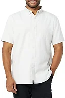 Amazon Essentials Men's Slim-Fit Short Sleeve Stretch Oxford Shirt with Pocket, Light Grey Vertical Stripe, XX-Large