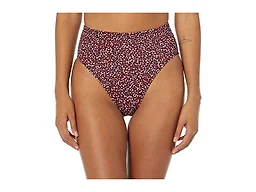 Amazon Essentials Women's High Waist High Leg Bikini Bottom, Brick Red Leopard, Large