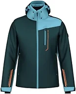 HEAD Men’s Supershape Insulated Ski Jacket – Waterproof, Stretch Fabric, Detachable Hood & Snow Gaiter -Dark Teal/Sky Blue, Large (52)