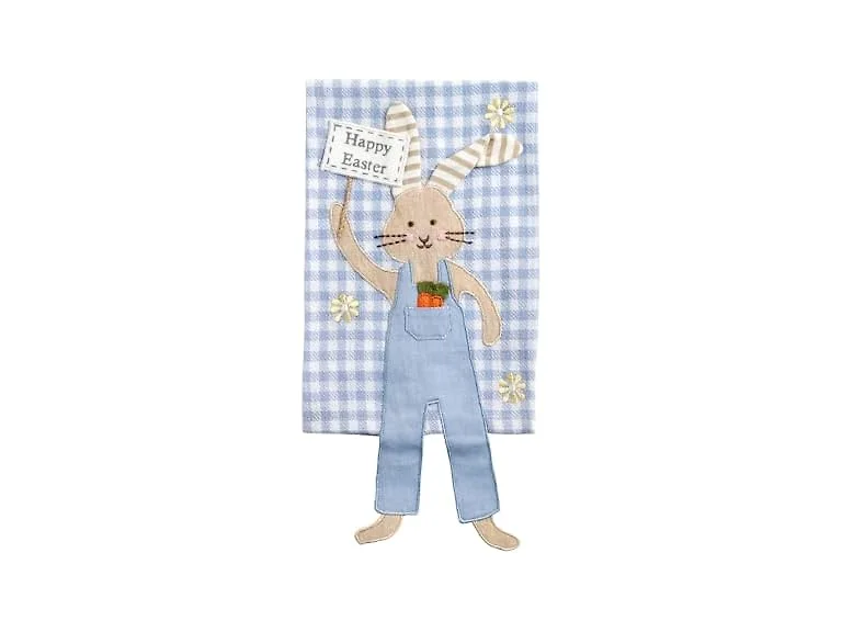 Mud Pie Easter Blue Bunny Dangle Leg Towel