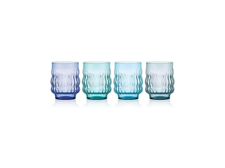 Mikasa Waves Colorful Optic Stackable Rocks Glasses, Set of 4