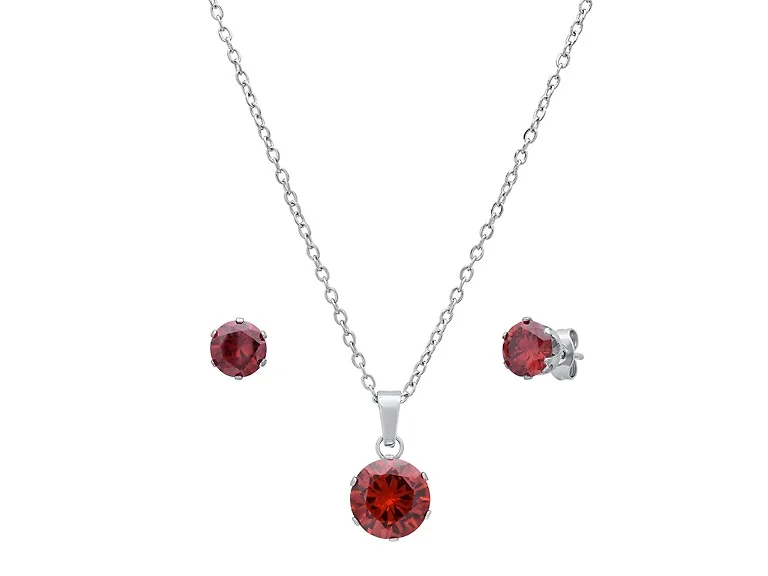 Red Stone Necklace & Earring Set