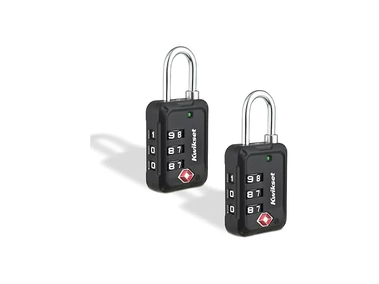 Kwikset TSA Luggage Lock, 3-Digit, 2-Pack, Black