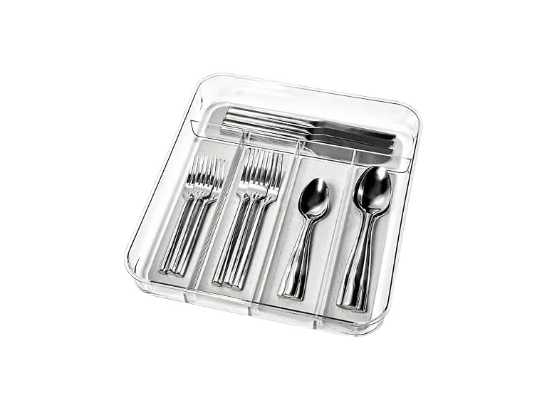 madesmart Premium Clear Silverware Tray Grey
