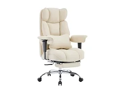 Efomao Executive Office Chair, Beige Fabric Big and Tall Desk Chair