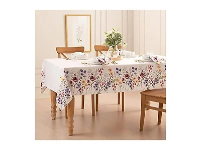 Wildflower Border Fabric Tablecloth, 60x84"