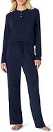 Amazon Essentials x Sofia Grainge Women's Long Sleeve Henley Pajama Set, Navy, X-Large