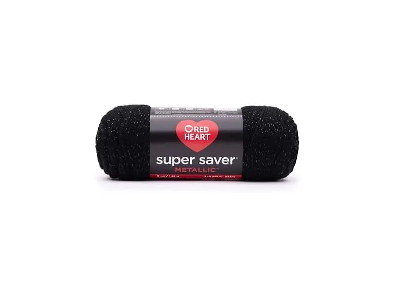 Red Heart Super Saver Metallic Yarn, Black