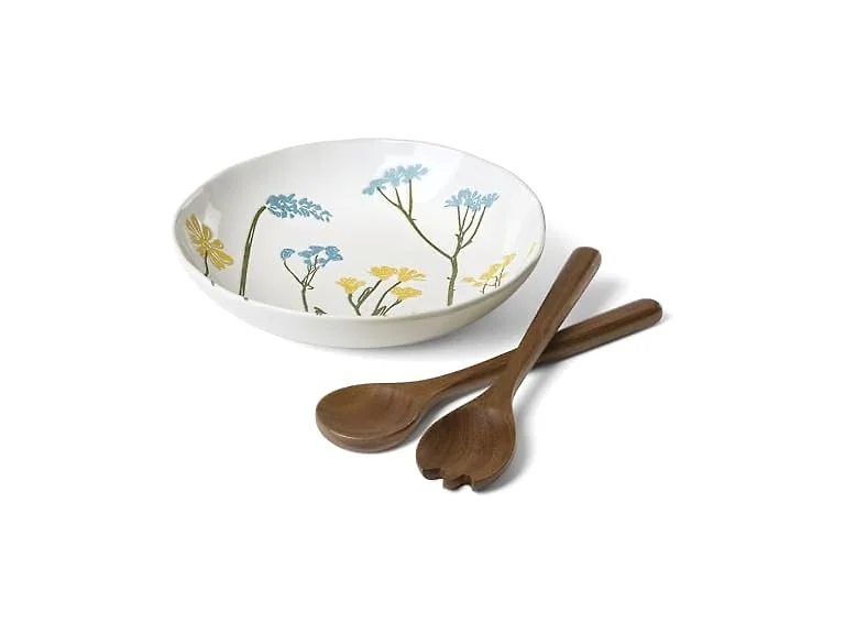 Lenox Wildflowers Salad Bowl w/ Servers 3pc